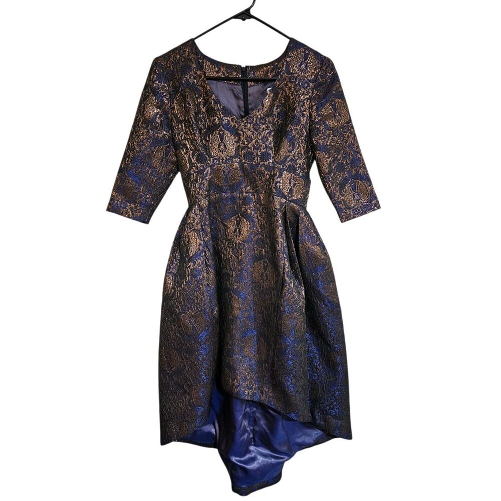 DAO Chloe DAO Blue Gold Brocade Dress Size 0